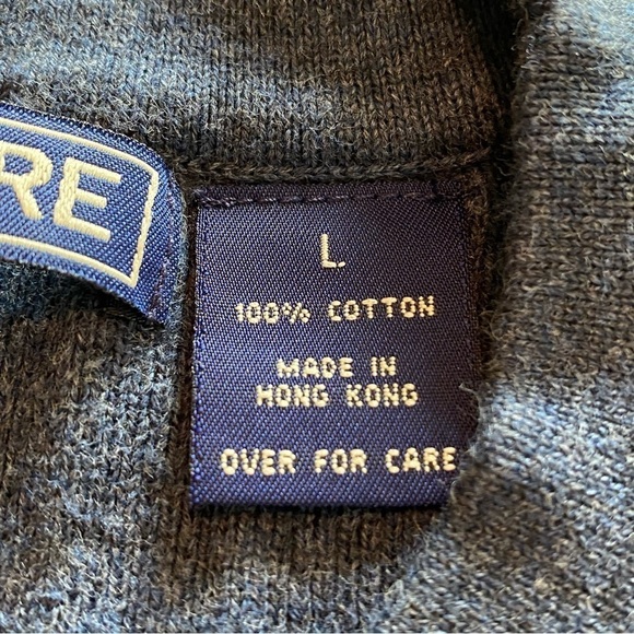 VINTAGE STRUCTURE Blue & Navy 100% Cotton Sweater, Made in Hong Kong. Size Large - Picture 8 of 10